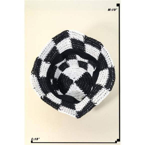 Fame Checkered Pattern Knit Bucket Hat - Picture 5 of 5